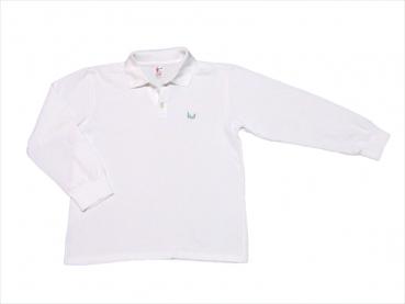 Poloshirt Gr. 140/146 Kumpf weiß langarm