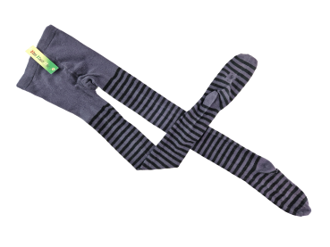 Strumpfhose Gr. 110/116 dunkelgrau mit schwarzen Streifen
