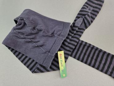 Strumpfhose Gr. 110/116 dunkelgrau mit schwarzen Streifen