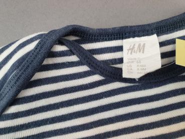 Ringelshirt Gr. 68 H&M blau/weiß langarm