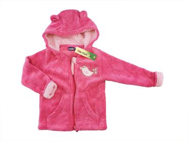 kuschlige Samtjacke Gr. 74/80 pink mit Vogel