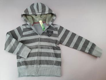 Sweatjacke Gr. 116/122 Benetton grau Blockstreifen