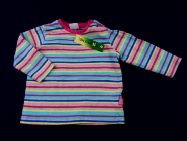 Ringelshirt Gr. 68 langarm bunt blau/pink/gelb