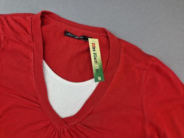 Langarmshirt Gr. 158/164 rot mit V-Ausschnitt