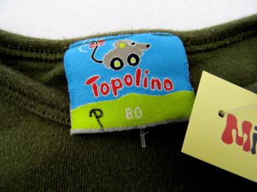 Langarmshirt Gr. 74/80 Topolino olivgrün mit Hockeyplayer