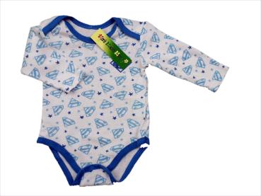 Langarmbody Gr. 56/62 Superbaby Kultmotiv blau/weiß