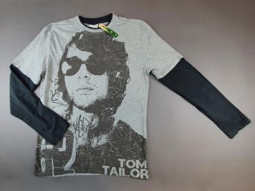 Langarmshirt Gr. 176/182 (XL) Tom Taylor grau Aufdruck