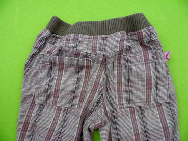 Leinenhose Gr. 74/80 Topolino braun/rosa kariert Strickbund