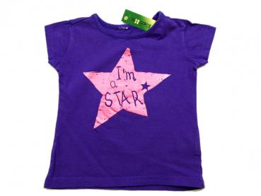 T-Shirt Gr. 80 lila mit Glitzerstern rosa