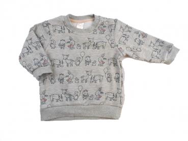 Sweatshirt Gr. 74 H&M grau mit Tieren und weißem Kuschelfleece