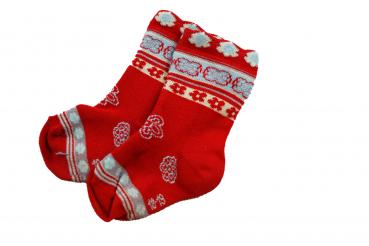 Socken Gr. 16-18 rot mit Blümchen