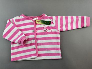 Samtjacke Gr. 62/68 Aldi pink/weiß Blockstreifen