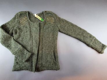 Strickjacke Gr. 152/158 Esprit oliv Glitzer mit Nieten und Reißverschluß