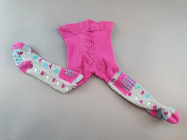 Strumpfhose Gr. 74/80 pink/grau mit Kniestoppern