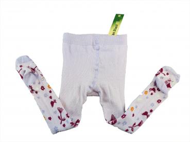 Strumpfhose Gr. 74/80 rosa/flieder mit Blumen