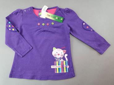 Langarmshirt Gr. 74 C&A lila mit bunten Knöpfen und Katze