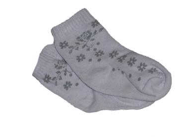 Socken 11cm Gr. 18-19 weiß Blümchen