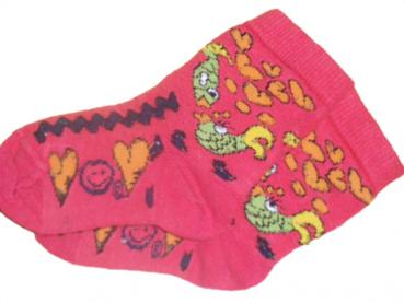 Socken 10cm Gr. 16-18 rot mit Fischen