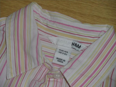 Bluse Gr. 98 H&M gestreift rosa/weiß