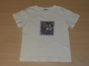 T-Shirt Gr. 104/110 weiß mit Kätzchen