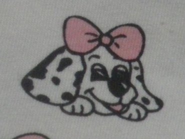 T-Shirt Gr. 98 Babyworld weiß mit Damadinern Hunden und rosa Schleifchen