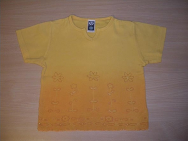 T-Shirt Gr. 92/98 C&A gelb mit Glitzerblumen