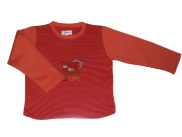 Ringelshirt Gr. 98 Sigikid orange/rot mit Pferdchen