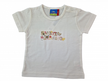 T-Shirt Gr. 74 Topolino weiß mit Blumenschrift