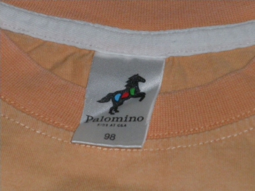 T-Shirt Gr. 98/104 Palomino orange/hellblau mit Surferwelle