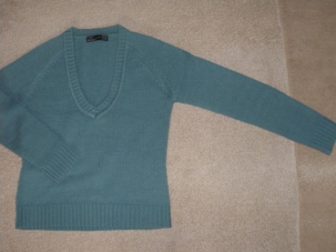 Strickpullover Gr. 158 Zara Türkis mit V-Ausschnitt