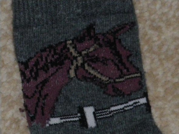 Socken 12 cm (Gr. 18 - 20) grau mit Pferd