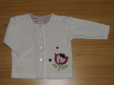 Frotteejäckchen Gr. 74/80 H&M weiß mit Blumenapplication