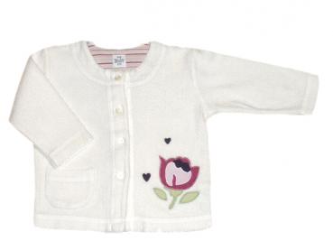 Frotteejäckchen Gr. 74/80 H&M weiß mit Blumenapplication