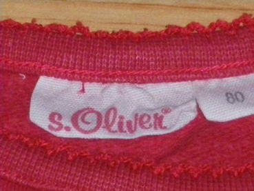 Langarmshirt Gr. 80 s.Oliver rot mit Blumenstickerei