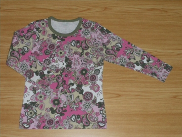 Langarmshirt Gr. 92 Jako-o olive/rosa geblümt