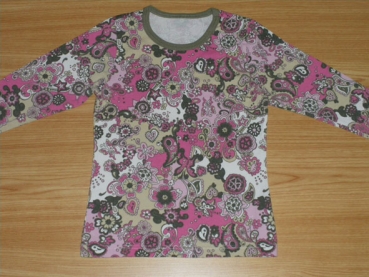 Langarmshirt Gr. 92 Jako-o olive/rosa geblümt