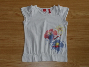 T-Shirt Gr. 92/98 Esprit weiß mit Blumen und Glitzer