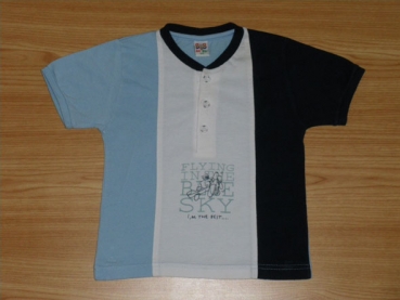 T-Shirt Gr. 80/86 Bob der Bär/ blau/weiß mit Flugzeug