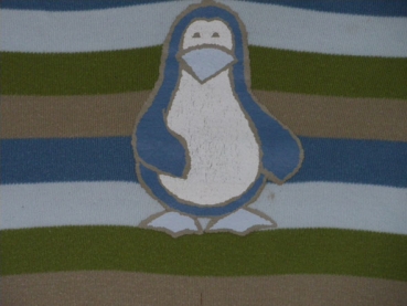 Langarmshirt Gr. 80/86 Jako-o Blockstreifen grün/blau mit Pinguin