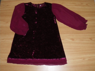 Festkleid Gr. 110 bordeaux Samt mit Organzaärmeln