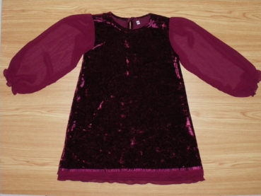 Festkleid Gr. 110 bordeaux Samt mit Organzaärmeln