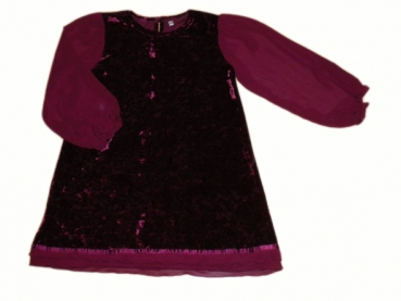 Festkleid Gr. 110 bordeaux Samt mit Organzaärmeln