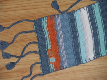 Strickschal bunt Ebi und Ebi orange blau mint