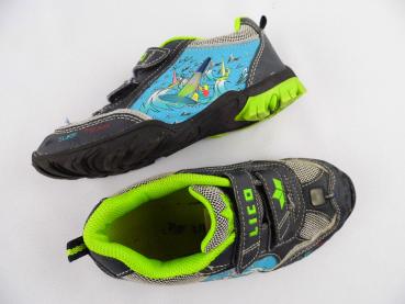 Halbschuhe Gr. 30 Lico neongrün/blau mit Surfern und Blinklich