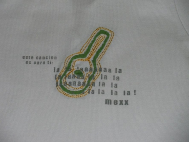 Poloshirt Gr. 68 Mexx weiß mit grüner Gitarre auf dem Rücken