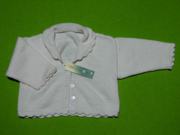 Strickjacke Gr. 74 weiß mit Häkelkante