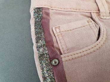 Stretchjeans Gr. 98 Zara altrosa mit Glitzerstreifen