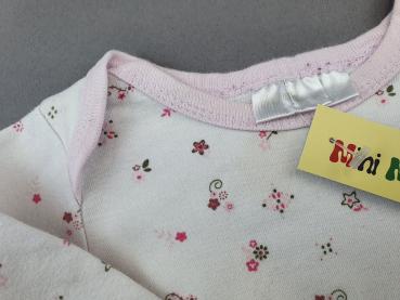 Langarmbody Gr. 62 weiß/rosa mit kleinen Blümchen