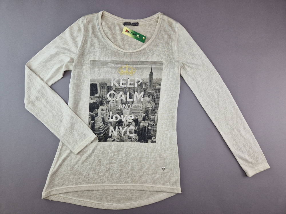 Feinstrickpullover Gr. 36/38 hellbraun – keep calm and love nyc