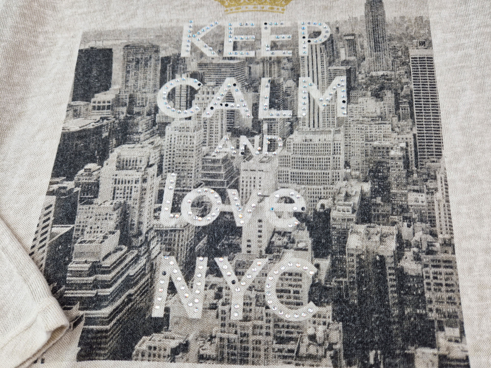 Feinstrickpullover Gr. 36/38 hellbraun – keep calm and love nyc